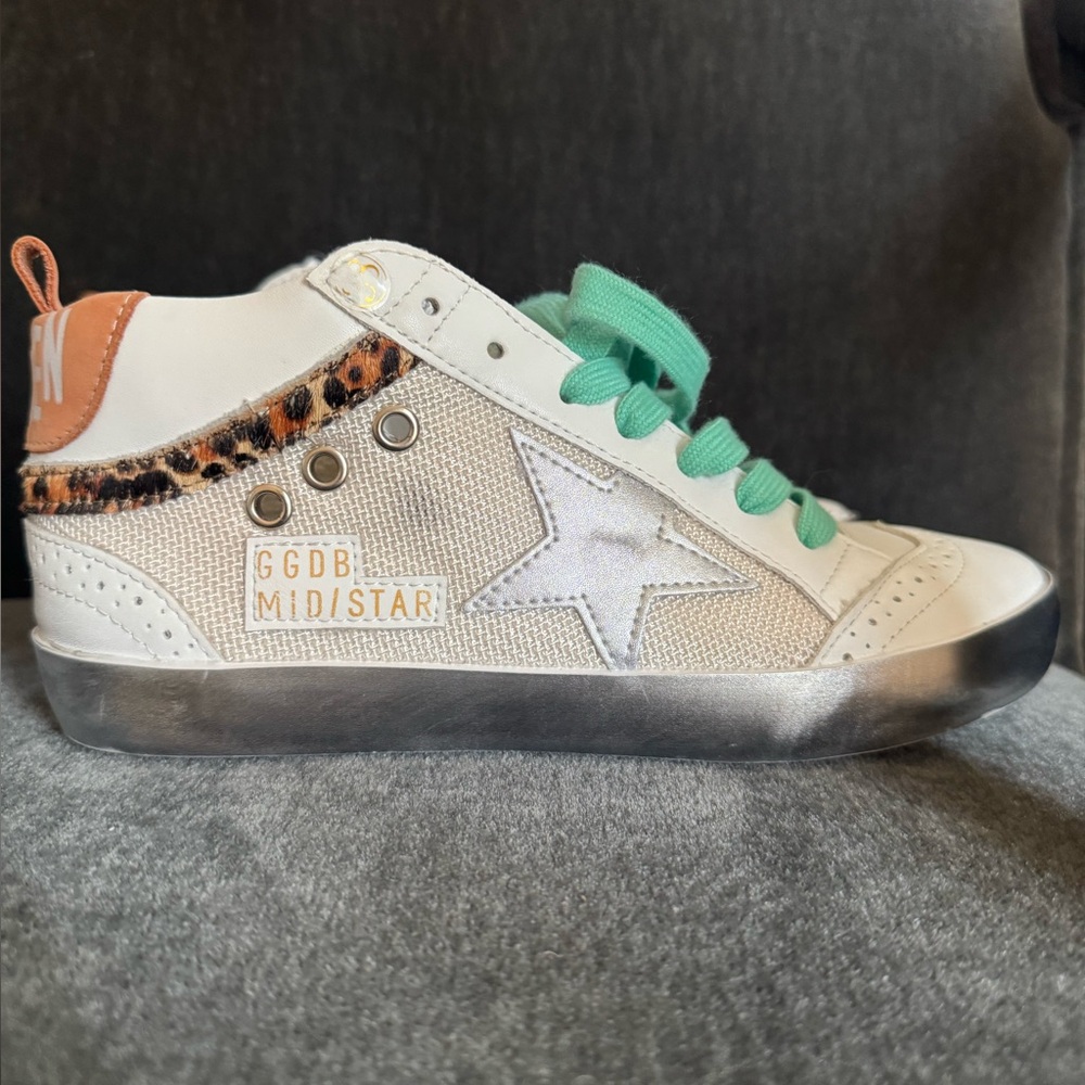 Golden Goose Women’s Sneakers - White, Mint, and Leopard Print